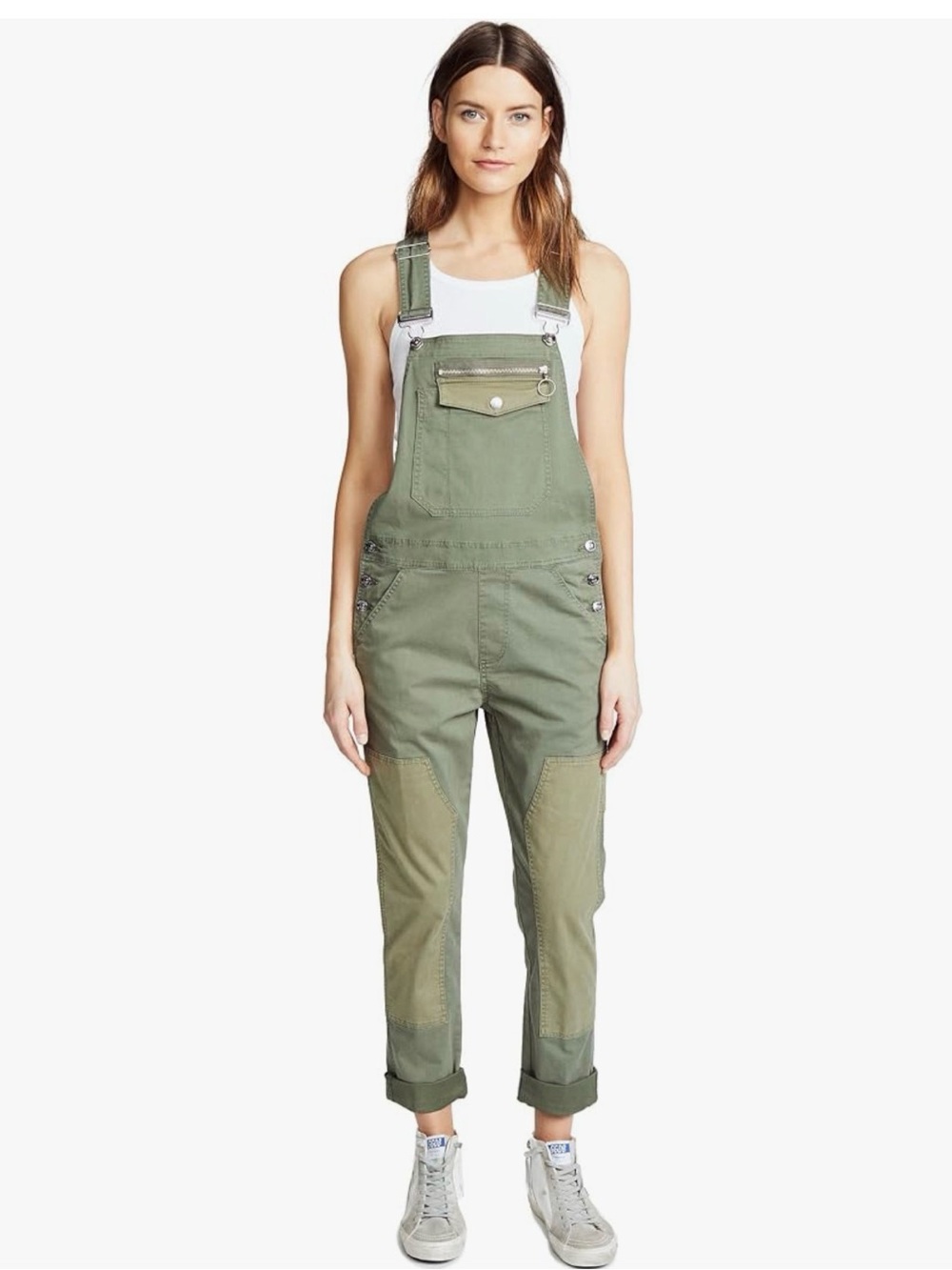 Hudson Jeans Women's Workwear Overalls, Olive Remix